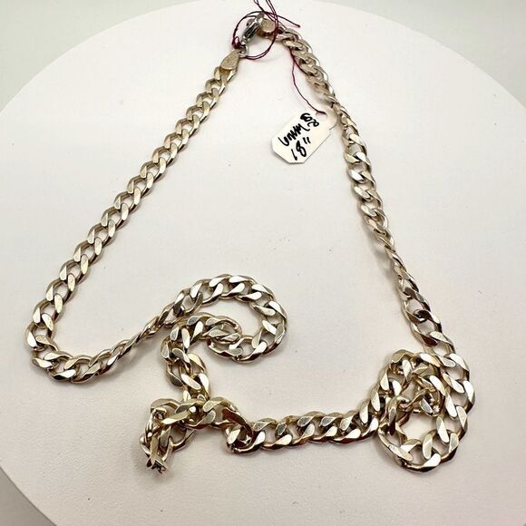18" Unisex Solid sterling silver, stamped figaro necklace!! - Picture 1 of 5